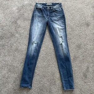 Kancan skinny jeans womens Size 24 Mid Wash Blue Medium rise Distressed Pants